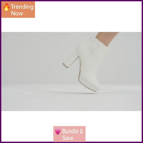 Women's High Heel Ankle Boots 4-Inch Block Heel Round Toe Zipper - Picture 8 of 8